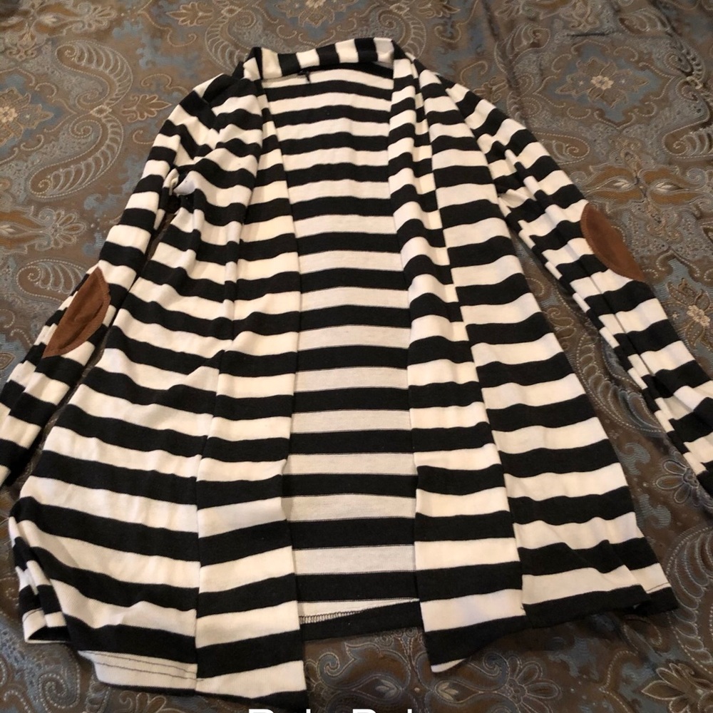 Black and white striped cardigan